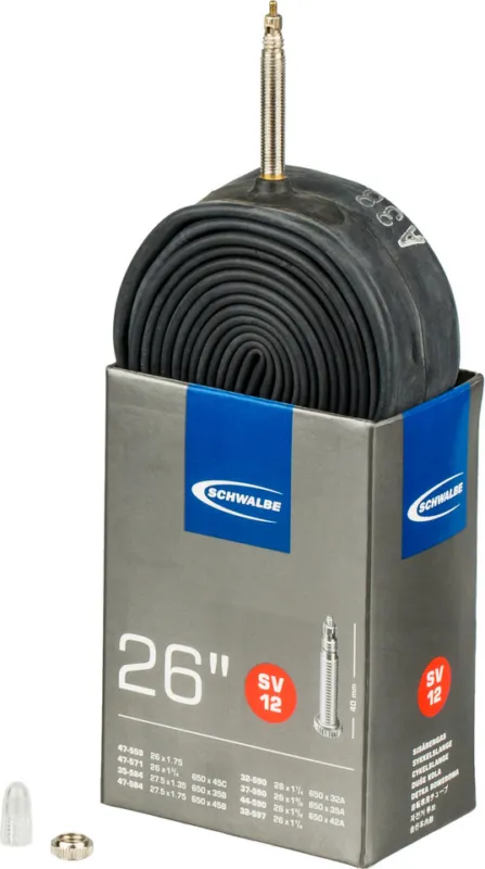 Preisknaller Schwalbe Schlauch 12 für 26" - schwarz | 47-559 bis 32-597 | SV | 26 x 1,25-1,75 SV | 40 mm