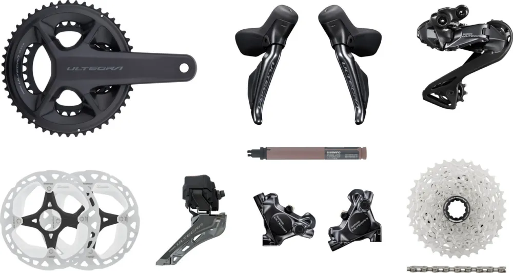 Neue Ware Shimano Ultegra Di2 R8150 Gruppe 2x12 - anthrazit | 34-50 | 11-34 | ohne | 172,5 mm | Anlöt