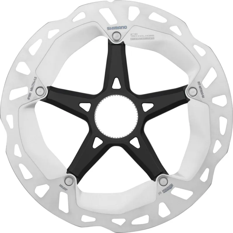 Shimano Bremsscheibe RT-MT800 Center Lock Innenverzahnung für XT / Ultegra - silber-schwarz | 180 mm Expressversand