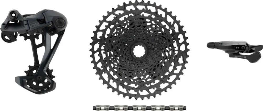 SRAM GX Eagle 1x12-fach E-Bike Upgrade-Kit mit Kassette für Shimano - black - GX silver-black | Shimano MTB | 14 Zähne | Shimano MTB | ohne | 11-50 | ohne | ohne Gratis Versand