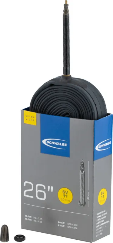 Günstig Schwalbe Schlauch 11 Extralight für 26" - universal | SV | 20-559 bis 23-571 | 18\\/25-559\\/571 SV 60 mm | 60 mm