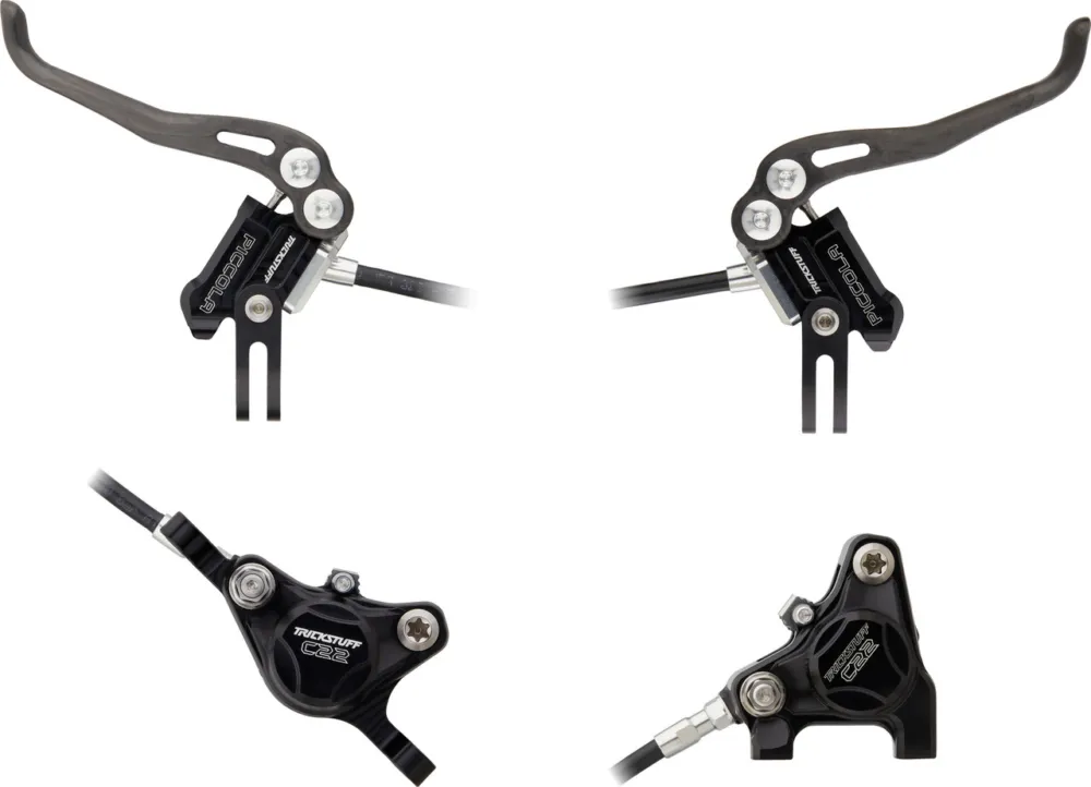 Trickstuff Piccola Carbon v+h Set Scheibenbremse Flatmount / Postmount - schwarz-silber | Set | links\\/rechts (seitenspezifisch ) Preisknaller