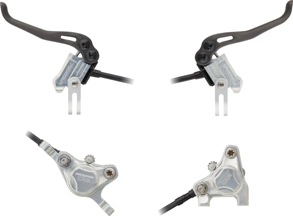 Gratis Versand Trickstuff Piccola Carbon v+h Set Scheibenbremse Flatmount / Postmount - silber-schwarz | Set | links\\/rechts (seitenspezifisch )