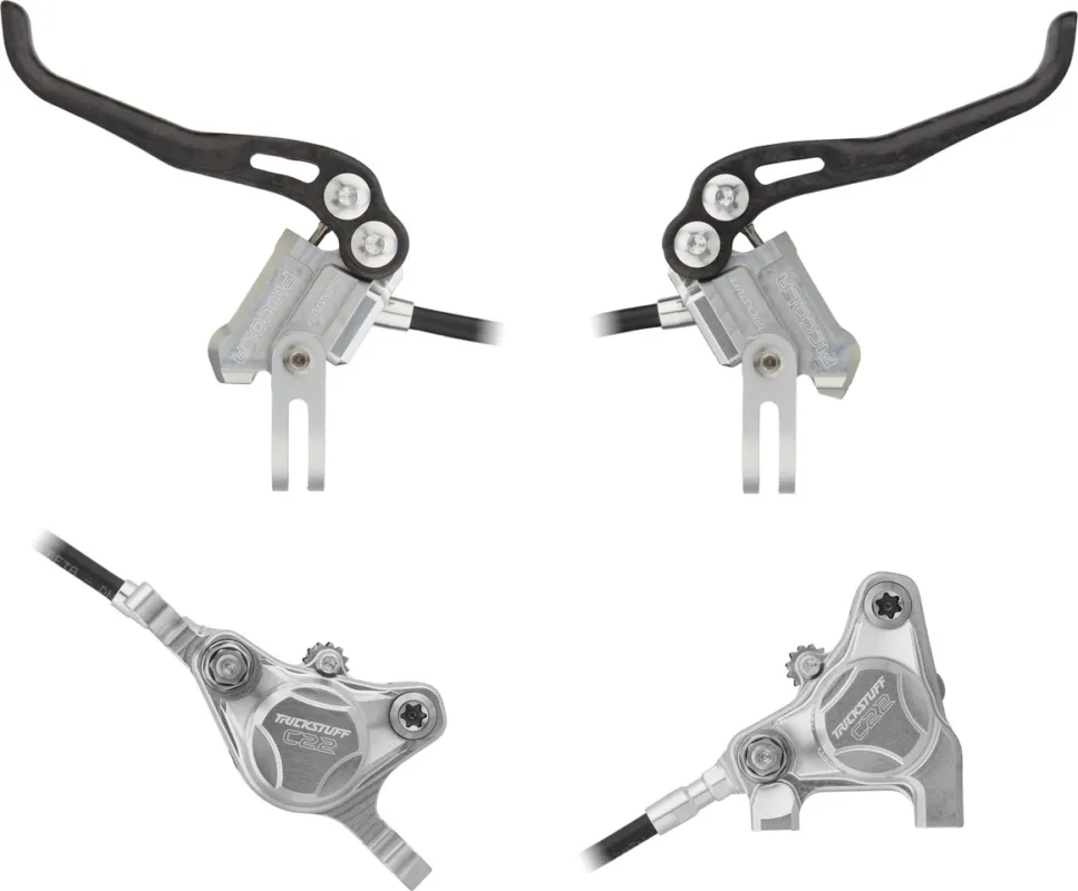Schnäppchen Trickstuff Piccola Carbon v+h Set Scheibenbremse Flatmount / Postmount - silber-silber | Set | links\\/rechts (seitenspezifisch )