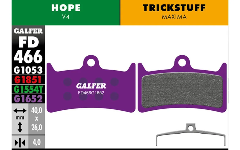 Galfer E-Bike Bremsbelag Hope/Trickstuff - V4, Maxima Garantierte Lieferung