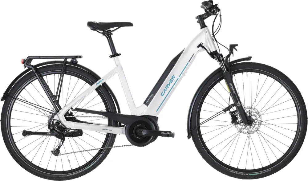 Beliebt Carver Route E.410 - 500 Wh - 28 Zoll - Tiefeinsteiger - 2026 - white/grey/light-blue - Größe 60 CM