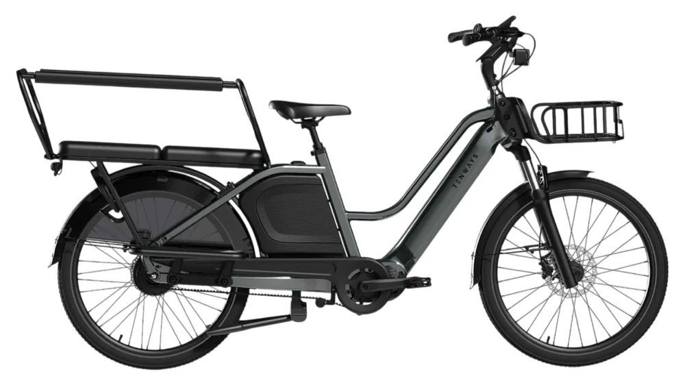 Abverkauf TENWAYS Cargo DUO - 748 Wh - 24 Zoll - Longtail - 2026 - Silver (Glossy grey) - Größe 46,5 CM