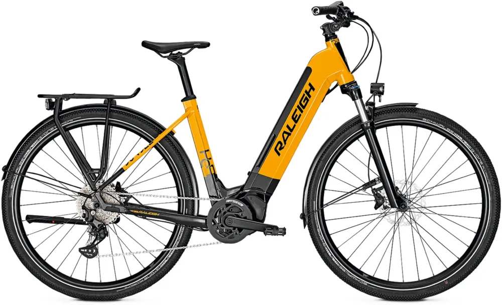 Neu Raleigh Dundee 10 - 625 Wh - 28 Zoll - Tiefeinsteiger - mustardyellow/magicblack glossy- Größe 58 CM