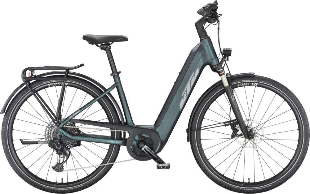 KTM Macina Sport 710 - 750 Wh - 28 Zoll - Tiefeinsteiger - green purple flip matt (silver+blue) - Größe 56 CM Nur Heute