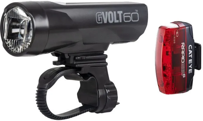 Cateye GVolt 60 / Micro G Beleuchtungsset - schwarz - Größe SET Geprüft