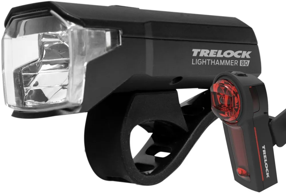 Trelock LS 480 Lighthammer / LS 740 Vector USB Beleuchtungsset StVZO - schwarz - Größe 80 Lux Top-Preis