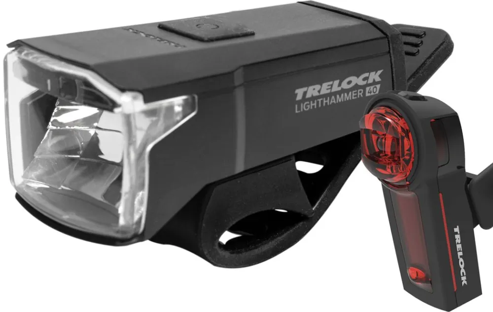 Trelock LS 440 Lighthammer / LS 740 Vector USB Beleuchtungsset StVZO - schwarz - Größe 40 Lux Heißes Angebot