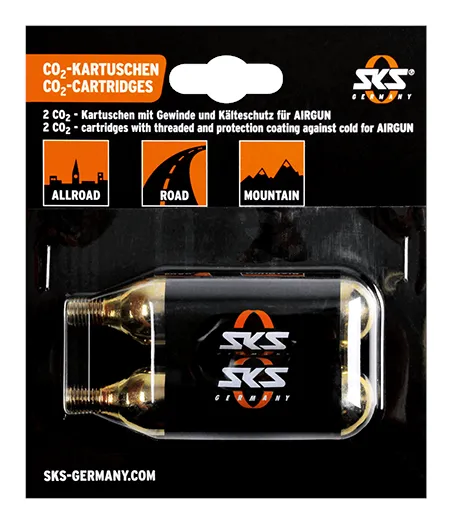 Top-Seller SKS CO2 Ersatzkartuschen Set für Airbuster mit Gewinde - 16g - gold - Größe 2er Set, mit Gewinde