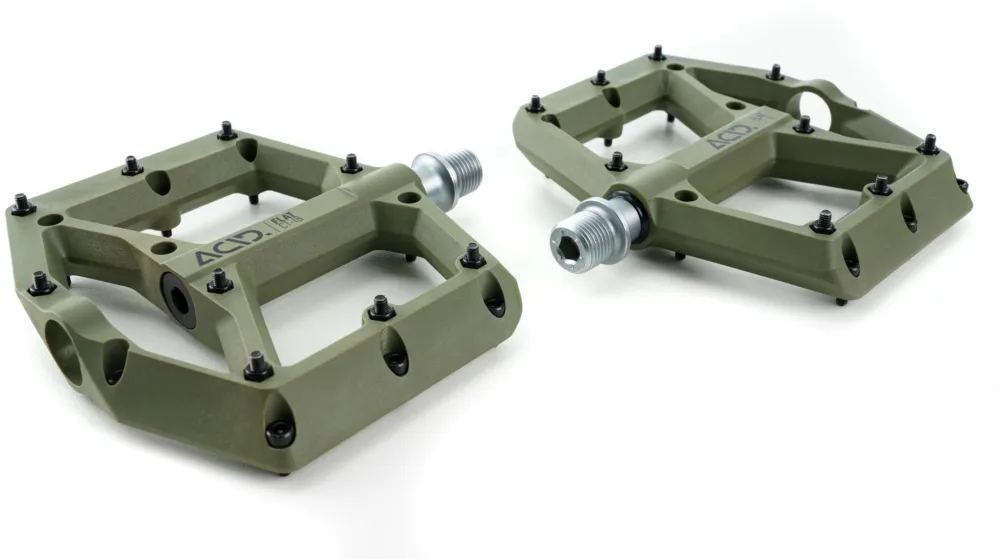 Neue Ware Cube ACID Pedale FLAT C1-IB - Olive Green - Größe 115x100x19 mm