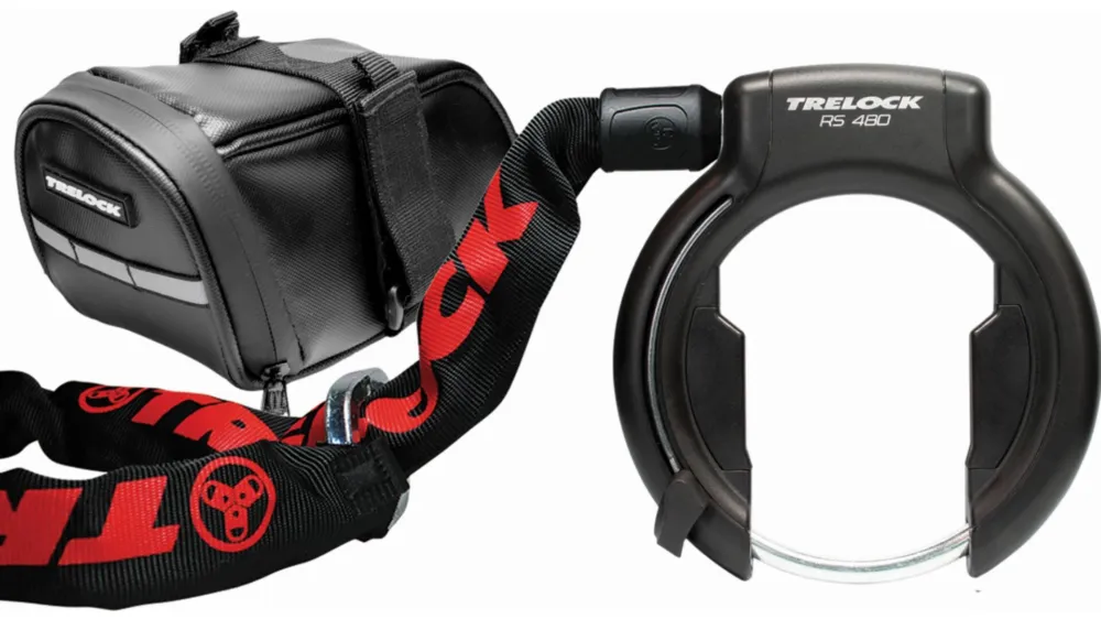 Versand Am Gleichen Tag Trelock RS 480 AZ BAL + ZR 355 Rahmenschloss inkl. Einsteckkette + Satteltasche schwarz 100 cm