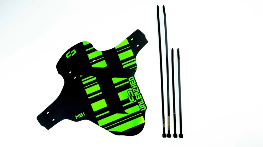 Kracherpreis Unleazhed M01 Mudguard Logo Skin unsplash 1 pcs, 4 cable ties green