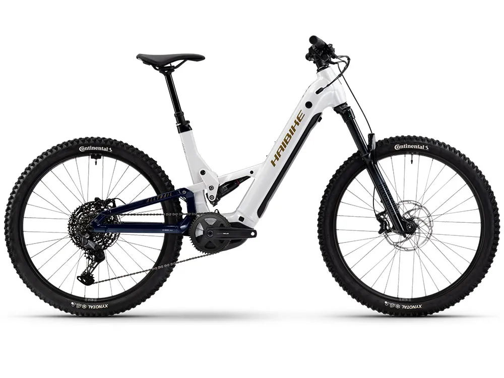 Super-Preis Haibike AllTrail 8 Low | E-MTB Fully | 27,5" | 600Wh Bosch CX | weiß / blau / gold-45 cm