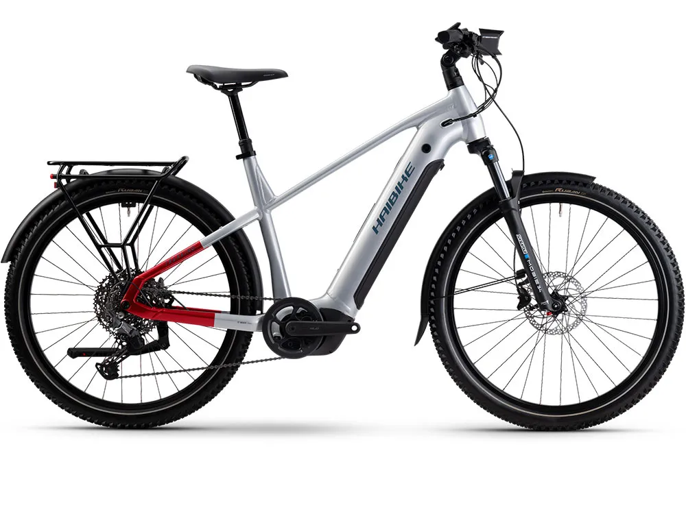 Schneller Versand Haibike Trekking 7 High | Trekking E-Bike | 27,5" | 800Wh Bosch CX | softgrau / rot / blau-60 cm
