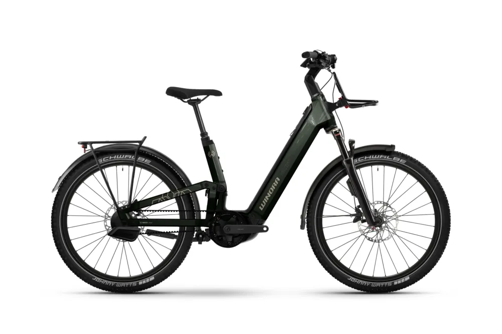 Kostenfreie Lieferung Winora Sinus FS Env Low | Fully Trekking E-Bike | 27.5" | 800Wh Bosch CX | forest mist / morning mist-52cm