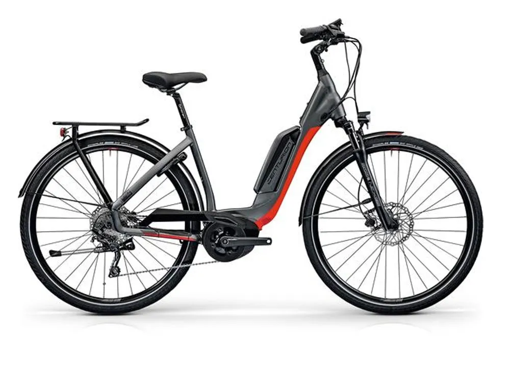 Begrenztes Angebot Centurion E-Fire R850 Low | City E-Bike | 28" | 500Wh Bosch | anthrazit / rot / schwarz-48 cm