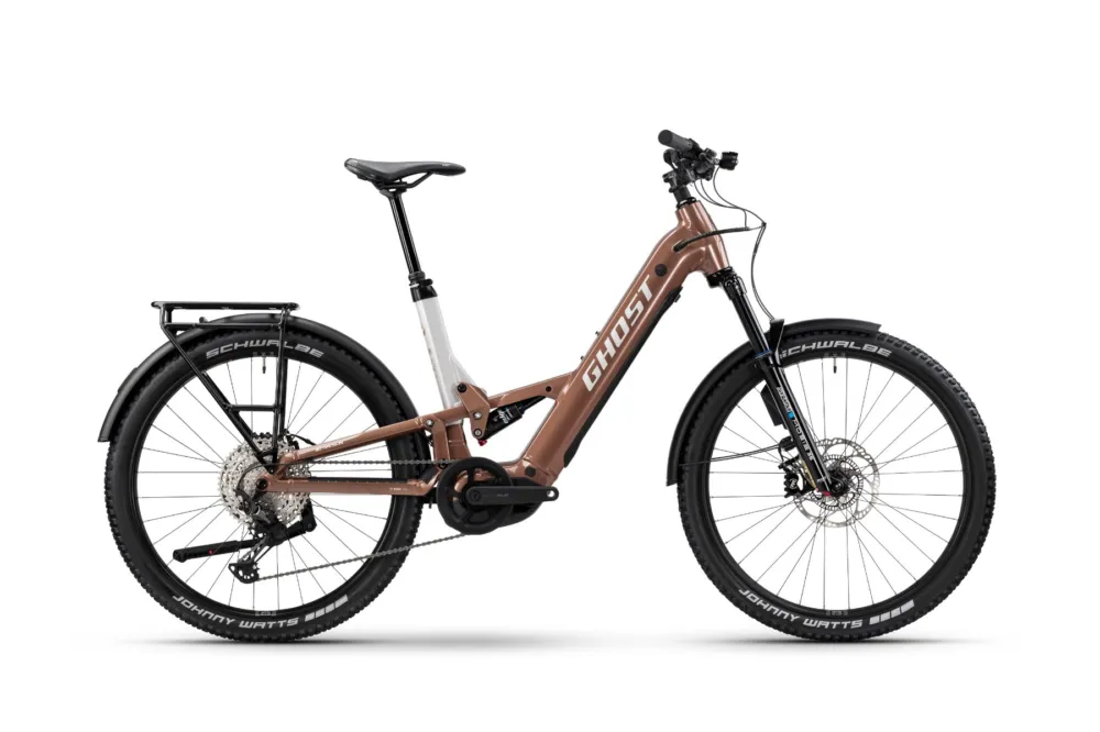 Ghost E-ASX ABS EQ Low | E-MTB Fully | 27.5" | 800Wh Bosch CX | coffee tropic rose / arctic dust-45cm Highlight