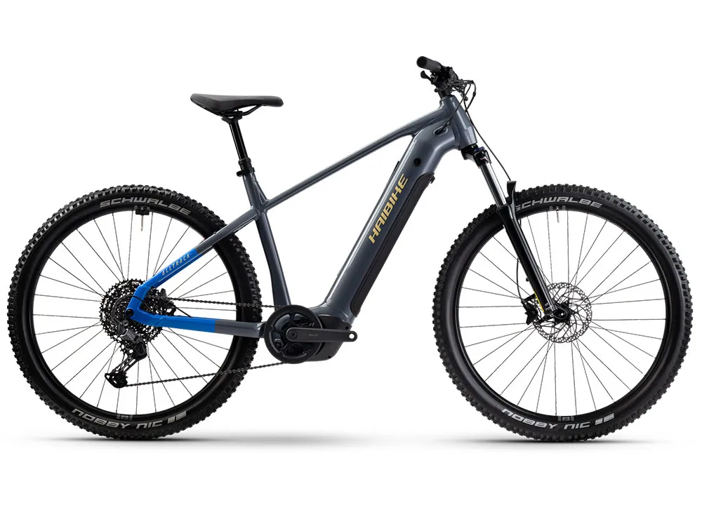 Schneller Versand Haibike AllTrack 6.5 | E-Mountainbike | 29" | 600Wh Bosch CX | grau / blau / gelb-50 cm
