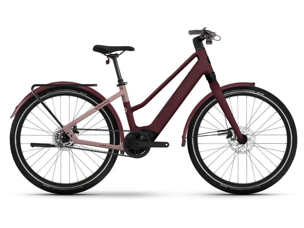 Billig Winora iRide Pure R5f Mid | Trekking E-Bike | 27,5" | 400Wh Bosch SX | red velvet matt-44 cm