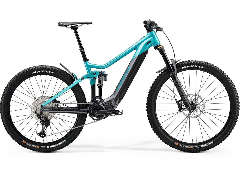 Begrenztes Angebot Merida eOneSixty 700 | E-MTB Fully | 27/29" | 630Wh Shimano EP8 | silber / türkis-45 cm