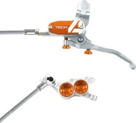 Billig Hope Tech 4 E4 Disc Break - Rückseite Silber / Orange geflochtener Schlauch