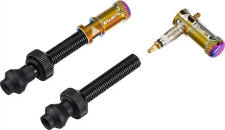 Kracherpreis Paar Juicy Nippel Tubeless Ventile im Granite Design 80 mm mit Oil Slick Schalenentferner