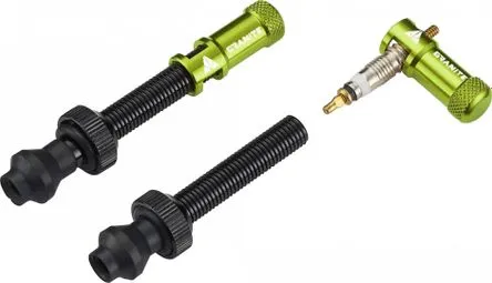 Kracherpreis Paar Juicy Nipple Tubeless Ventile im Granite Design 80 mm mit grünen Stopfen zum Entfernen der Hülse
