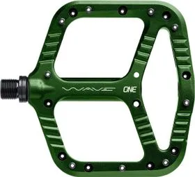 Ein Paar OneUp Wave Flat Pedals Dunkelgrün Geprüft