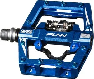 Paar Funn Mamba S Single Side SPD Halbautomatische Pedale mit Käfigen Blau Neue Kollektion