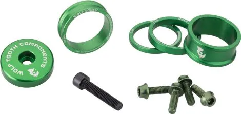 Wolf Tooth Eloxiertes Farbset (Headset-Abstandshalter, Vorbaukappe, Wasserflaschenhalterschrauben) Grün Top-Preis